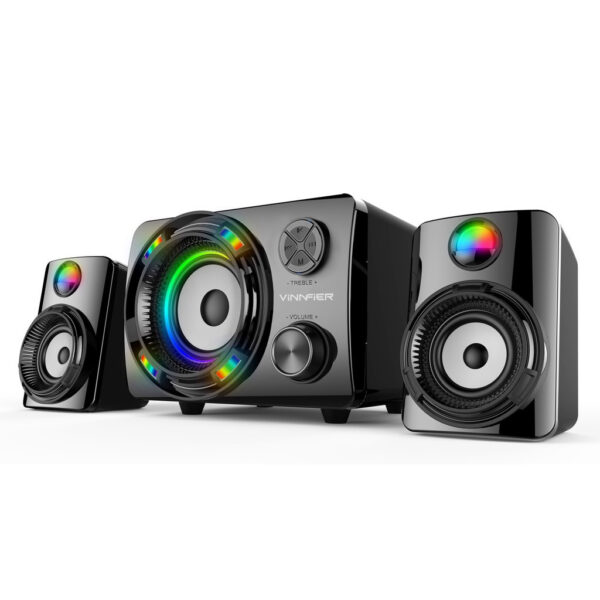 Vinnfier ECCO 3 BTU Bluetooth Speaker System 7 Color Pulsating LED Lights with FM Radio Micro SD card and USB Slot