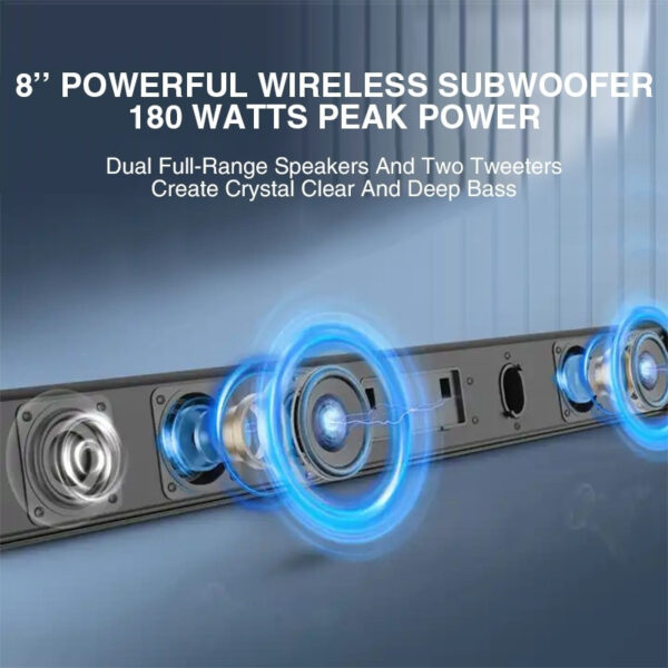 Vinnfier Hyperbar 808 BTRW Bluetooth Sound Bar with Wireless Subwoofer with AUX HDMI OPTICAL INPUT