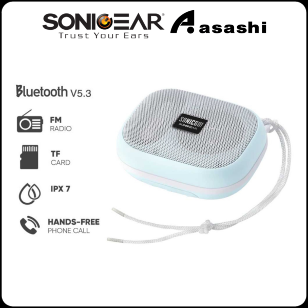 SonicGear Bluetooth 5.3 | TWS | IPX 7 Waterproof Portable Speaker with Phone Answering | 101 Aqua