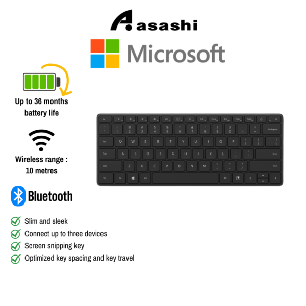 Microsoft 21Y-00017 / 21Y-00047 Bluetooth Compact Keyboard