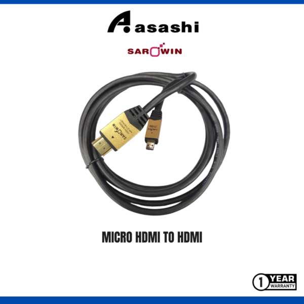 Sarowin Micro HDMI to HDMI - 24k gold-plated connectors 10.2Gbps Refresh Rate: 120Hz