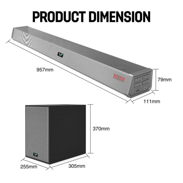 Vinnfier Hyperbar 808 BTRW Bluetooth Sound Bar with Wireless Subwoofer with AUX HDMI OPTICAL INPUT