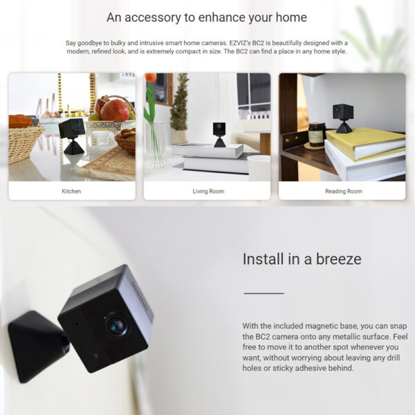 Ezviz BC2 2MP Indoor Wi-Fi Smart Home Battery Night Vision Two Way Talk Security Camera Wireless CCTV 1080P Full HD