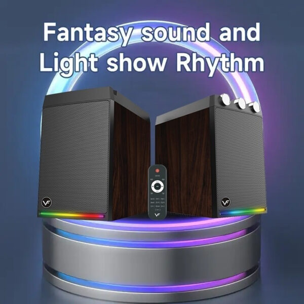 Vinnfier VF Studio 6 Bookshelf RGB Light Effect 100W 2.0 bluetooth speaker FM Radio Karaoke Audio Speaker