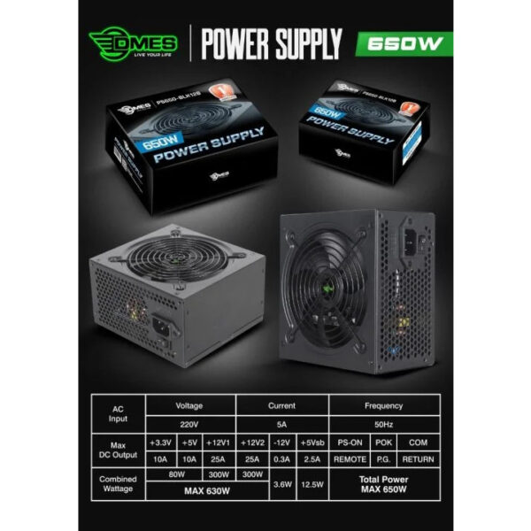 DMES 550w / 650W Power Supply with 12cm Fan PS550-BLK12R PS650-BLK12B diy