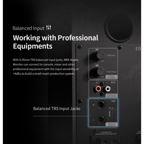 Edifier MR4 Studio Monitor Speaker - Balanced TRS Input | Headphone Output | Silk Film Tweeter | 4 Inch Woofer | 42W RMS