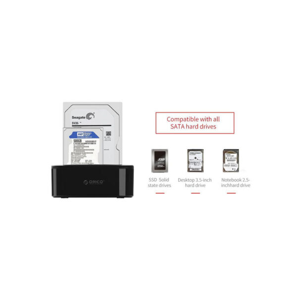 ORICO 6228US3-C 2-Bay 2.5”/3.5” HDD Docking Station - Supports 2 x 8TB 6228US3