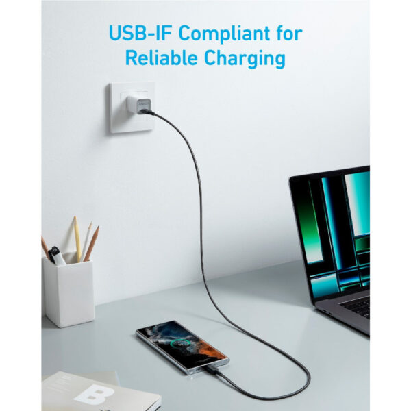 Anker 322 3ft / 6ft USB-C to USB-C Cable (3ft / 6ft Braided) - Black/White