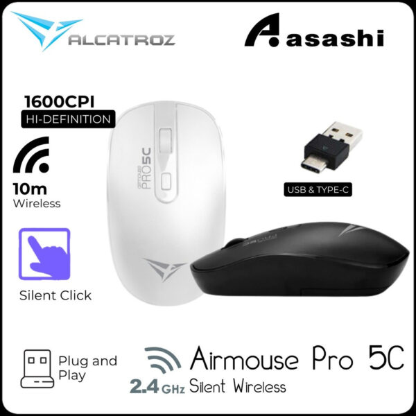 Alcatroz Airmouse Pro 5C Silent Click 2.4G Wireless Mouse