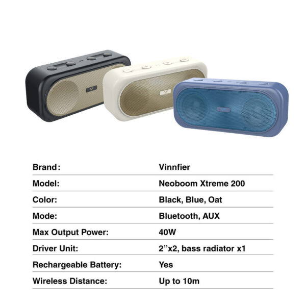 Vinnfier Neoboom Xtreme 200 Wireless Portable Bluetooth Speaker with Micro SD Slot Built in Mic For Zoom Live Meeting