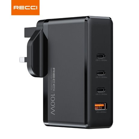 Recci RC41 GaN 100W 4 Ports Smart Charger (UK Plug)