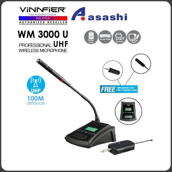 Vinnfier FlipGear WM3000U Professional Universal UHF Wireless Conference Microphone