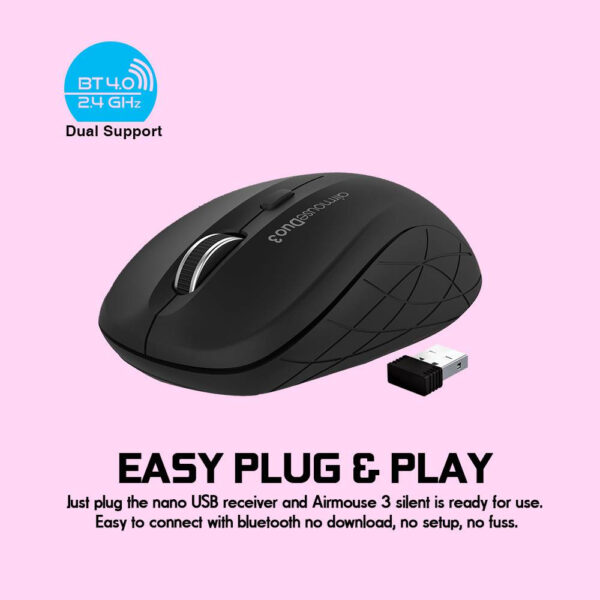 Alcatroz AirMouse Duo 3 Wireless + 2.4G Bluetooth Silent Mouse with Battery (1 yrs Limited Hardware Warranty)