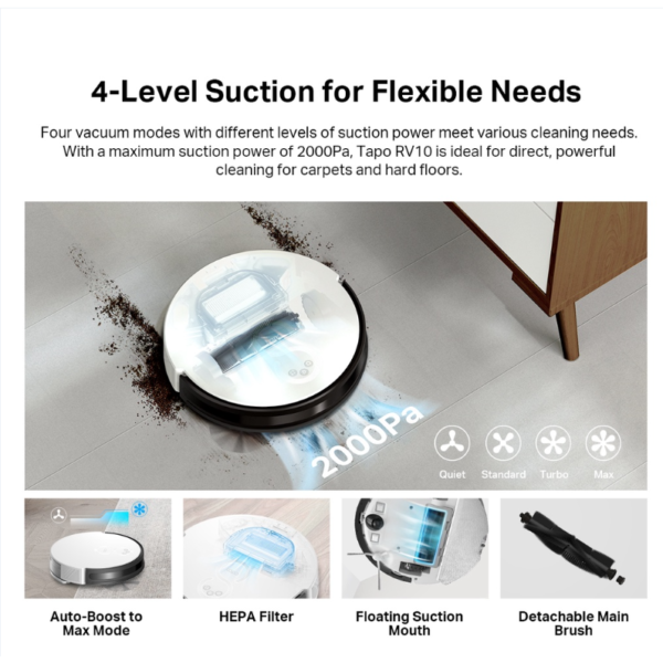 59502ea3f9d44db07ebdb01aa48ec4ee-1.png TP-Link Tapo RV10 Smart Robot Vacuum Cleaner & Wet/Dry 2 in 1 Mopping Sweeping And Strong Power Suction