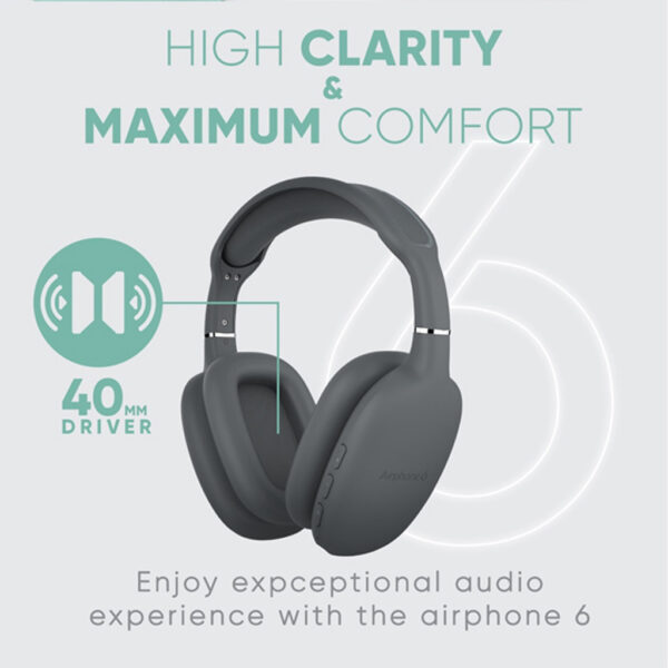SonicGear AirPhone 6 Rechargeable Bluetooth Headphones With Mic | Up to 10 Hours PlayTime | 1 Year Warranty