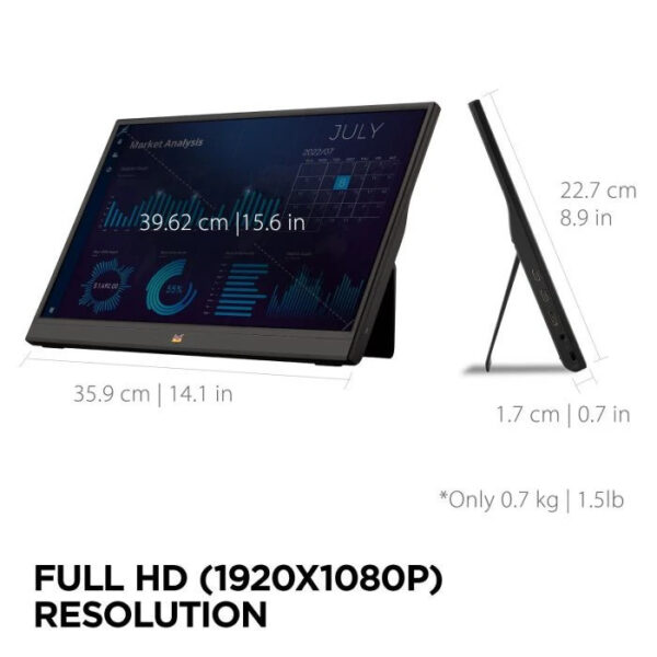 Viewsonic VA1655 15.6" Portable 1080p IPS Monitor with USB C & mini-HDMI