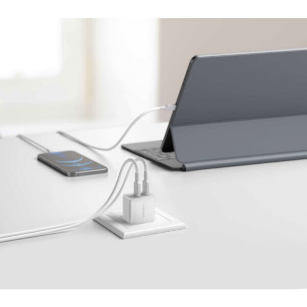 5f4cd55da8b384f0040b7637b1f7834f.jpeg Energea AmpCharge GAN40, 2C PD/PPS WALL CHARGER 20W+20W, 40W (UK) - WHITE
