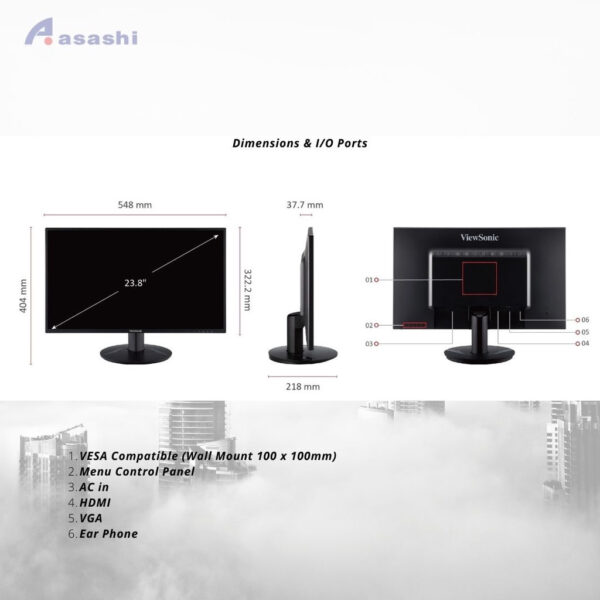 Viewsonic VA2432-H / VA2432 / VA2418-SH-2 24" 75Hz / 100Hz IPS Monitor with Frameless Design