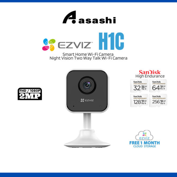 EZVIZ H1C 2MP 1080P H.265 32/64/128/256GB Indoor Wi-Fi CCTV IP Camera , Support 256GB ,Wide-Angle , Night Vision (CCTV)
