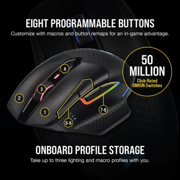 CORSAIR DARK CORE RGB PRO Performance Wired / Wireless Gaming Mouse with SLIPSTREAM Technology - BLK - RGB CH-9315411-AP