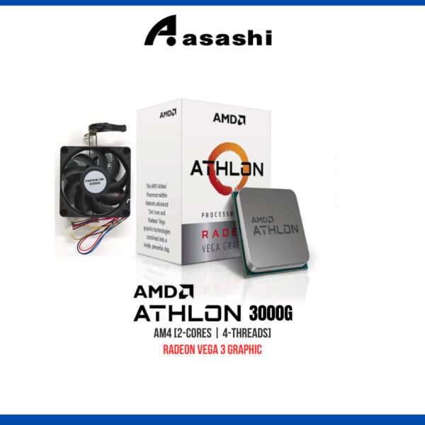 AMD Athlon 3000G 2C4T AM4 Socket Processor with Radeon Vega 3 Graphics