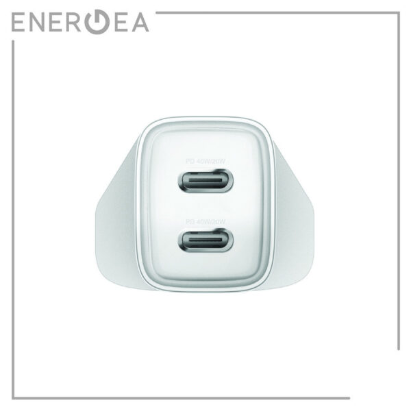 716b3f575d6400a22f5ff5bb6bcbf2e2.jpeg Energea AmpCharge GAN40, 2C PD/PPS WALL CHARGER 20W+20W, 40W (UK) - WHITE