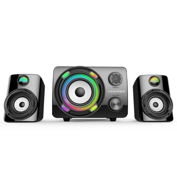 Vinnfier ECCO 3 BTU Bluetooth Speaker System 7 Color Pulsating LED Lights with FM Radio Micro SD card and USB Slot