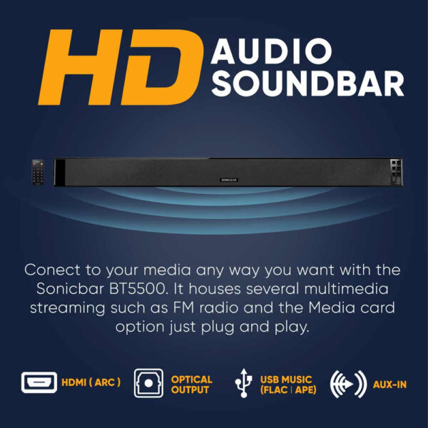 SonicGear BT5500 Bluetooth 5.0 SoundBar With Wireless Subwoofer (TV Sound Bar)
