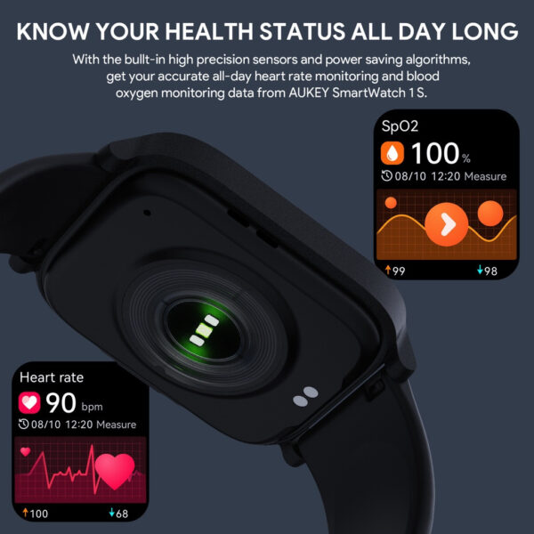 Aukey SW-1S Smart Watch 1S Fitness Tracker Water Resistance 30 sports mode Bluetooth call  health monitoring