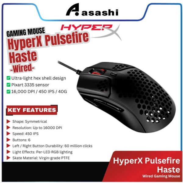 HyperX Pulsefire Haste - Gaming Mouse (Black) (HMSH1-A-BK/G)