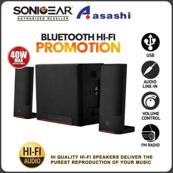 SonicGear Space 3 Hi-Fi Bluetooth Speaker with Pure Rich Sound | FM Radio | Aux-In | USB Playback | 1 Year Warranty