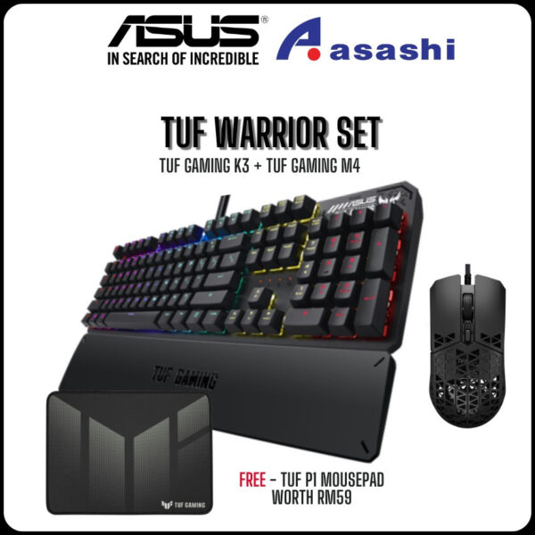ASUS TUF GAMING K3 RGB Mechanical Gaming Keyboard RA05 TUF GAMING M4 AIR Wired Mouse - TUF WARRIOR SET