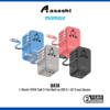 Momax 1-World+ 70W GaN 3-Port with Built-in USB-C Cable + AC Travel Adaptor (2Y) UA18