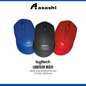 Logitech M331 Silent Plus Wireless Mouse, 2.4 GHz, 3 Buttons, PC/Mac/Laptop/Chromebook - Black / Blue / Red(Hot sales)
