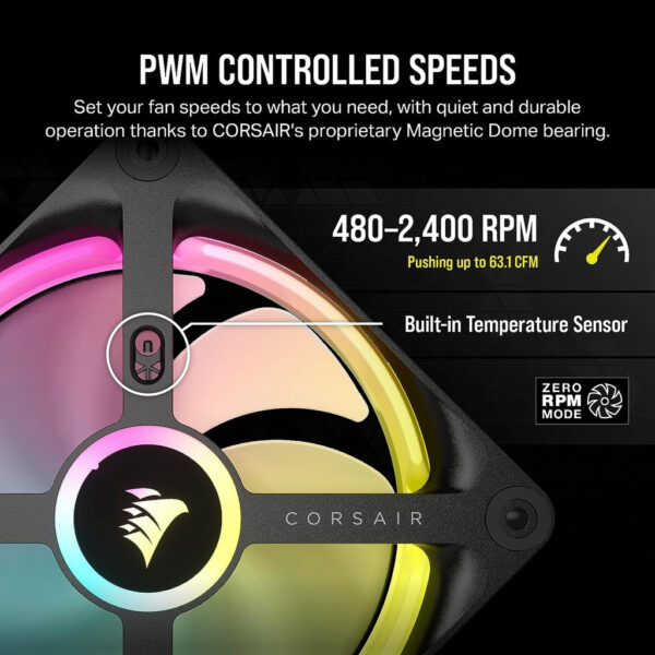 Corsair iCUE LINK QX120 RGB 3-in-1 120mm PWM Fan w/ iCUE LINK Hub