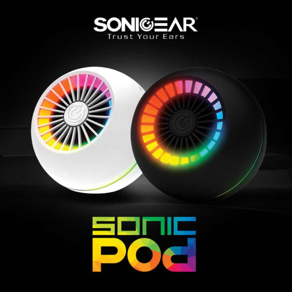 SonicGear Sonic Pod TWS Wireless Bluetooth 5.0 Mini Portable Speaker| Premium Sound App Control RGB Lighting