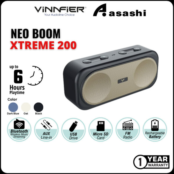 Vinnfier Neoboom Xtreme 200 Wireless Portable Bluetooth Speaker with Micro SD Slot Built in Mic For Zoom Live Meeting