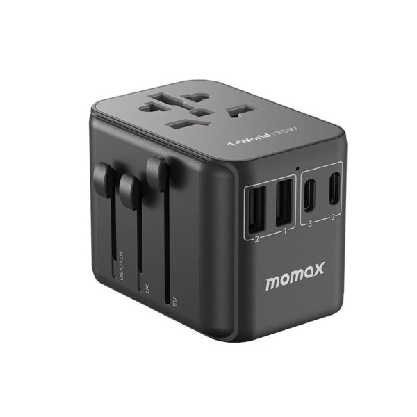 Momax 1-World PD35W 5 ports + AC Travel Adapter - Black / White (2Y) UA9