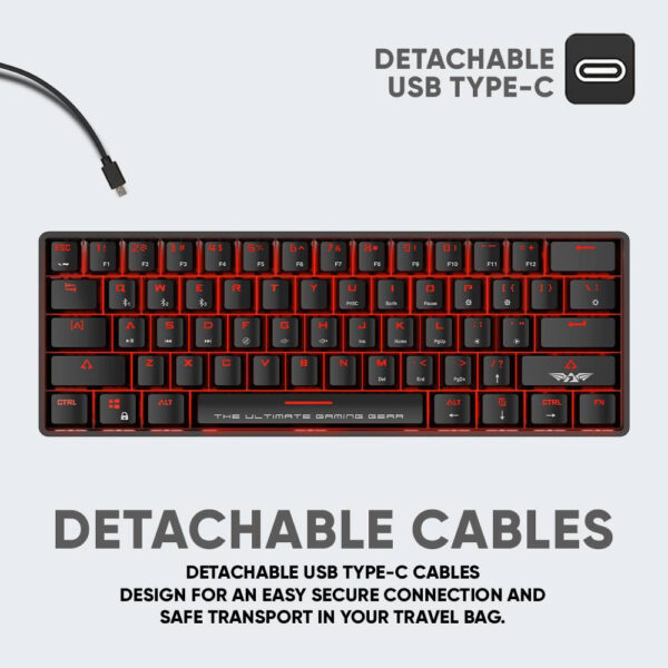 Armaggeddon MBA-61R Black / White Bluetooth + Wireless (61 Keys) Blue Switch Mechanical Keyboard
