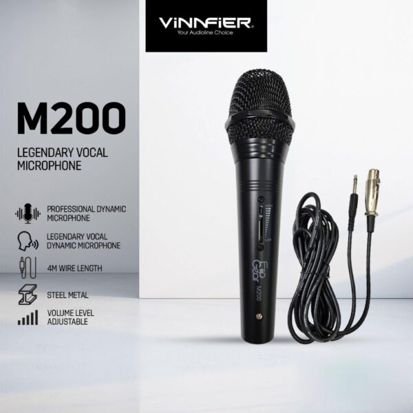 Vinnfier FlipGear M200 Plug and Sing Here Steel Microphone 4M Wired Mic for Karaoke