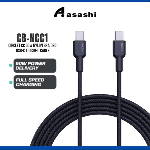 Aukey CB-NCC1 / CB-NCC2 Circlet 60W Nylon braided USB-C to USB-C cable