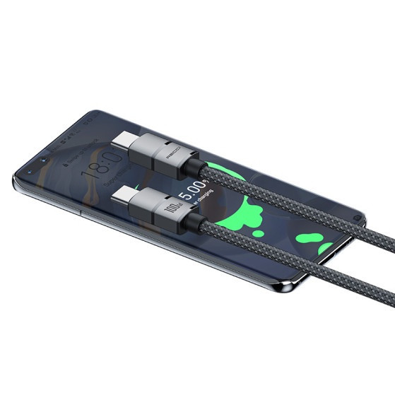 Recci 08CC PD 100W / 08CL PD 20W Aluminum Alloy Braided Type-C to Type-C / Type-C to L Fast Charging Cable 1.2M