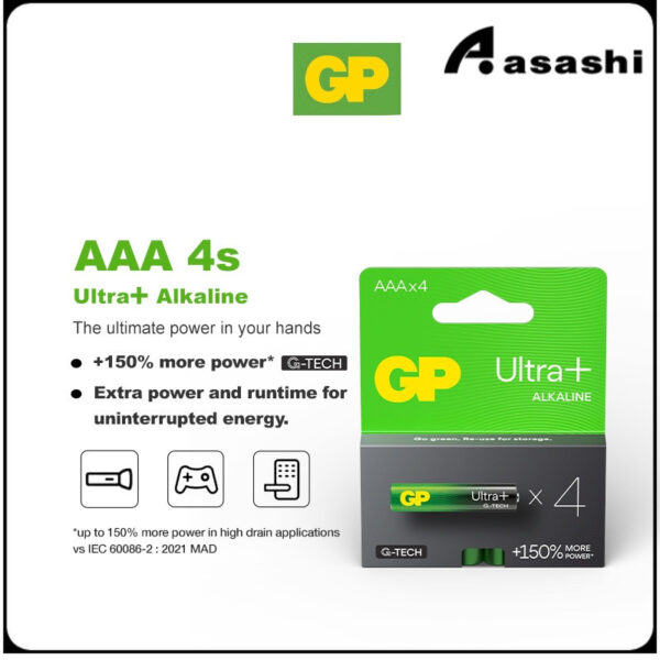 GP Ultra Plus Alkaline AAA / AA [ Card of 4s ] / GP Ultra+ Alkaline GPPCA15UP200 (AA) GPPCA24UP178 (AAA)