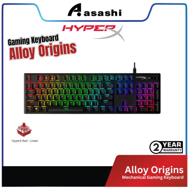 HyperX Alloy Origins RGB Gaming Keyboard - HX (US Layout) (HX- KB6RD/AQ/BLX-US)-US (Red/Aqua/Blue)