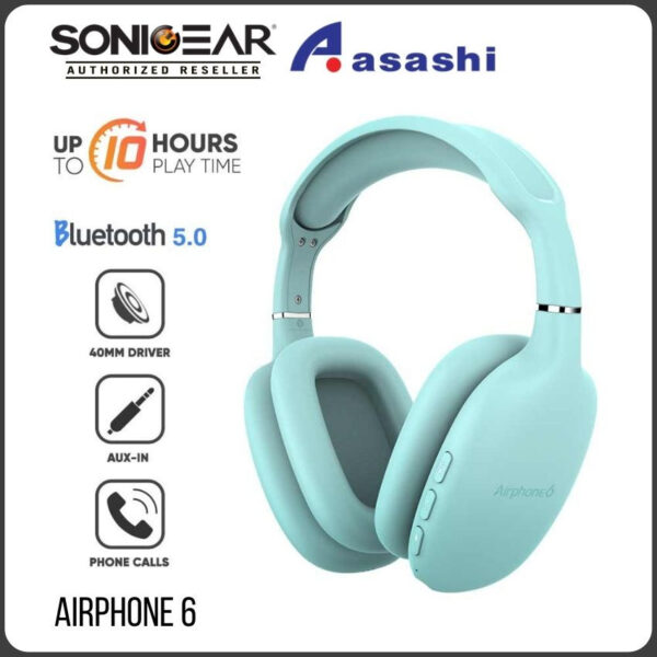 SonicGear AirPhone 6 Rechargeable Bluetooth Headphones With Mic | Up to 10 Hours PlayTime | 1 Year Warranty