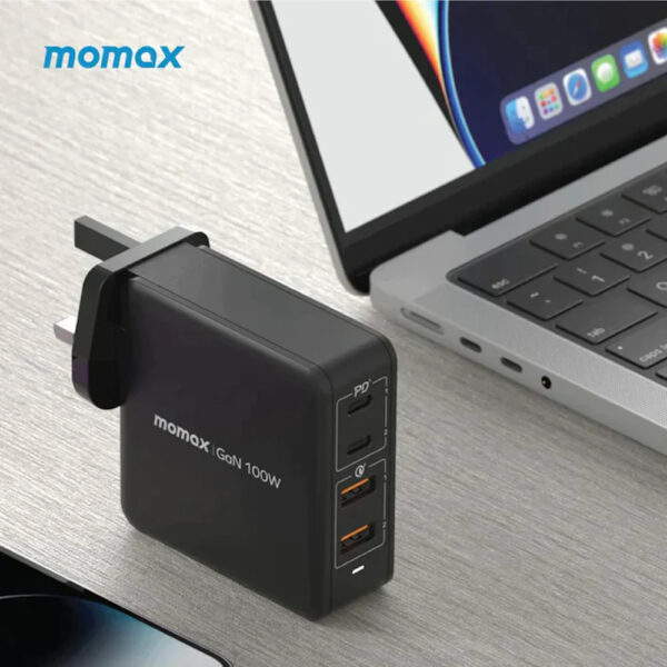 Momax ONE PLUG 100W 4-Port GaN Charger - Black (2Y) UM23AU / UM23 / UM23AUK