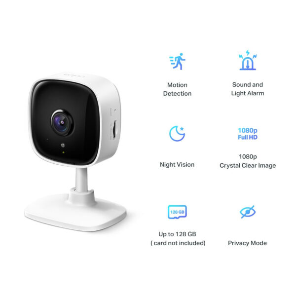 TP-Link Tapo TC60 Home Security WiFI Camera, Day/Night view, 1080p Full HD resolution, Micro SD card storage（Up to 128GB
