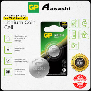 GP Lithium Coin Cells Battery CR2032 [ Card of 1s ] (5004LC AWI L14 EA2032C BR2332 LF1/2V LM2032 RFA-35 SB-T15 2032)