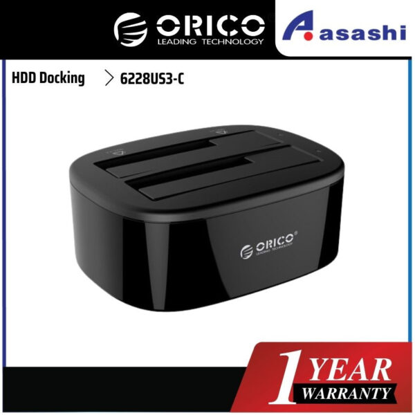 ORICO 6228US3-C 2-Bay 2.5”/3.5” HDD Docking Station - Supports 2 x 8TB 6228US3