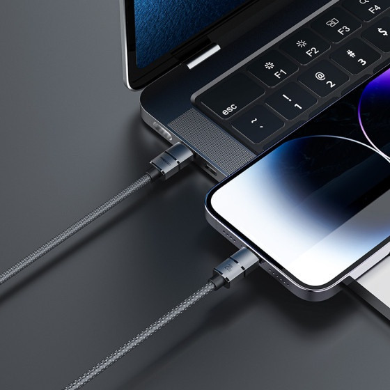 Recci 08CC PD 100W / 08CL PD 20W Aluminum Alloy Braided Type-C to Type-C / Type-C to L Fast Charging Cable 1.2M
